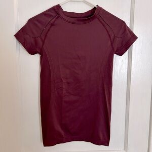 2 Short Sleeve Athletic Tees Maroon and Slate Blue
